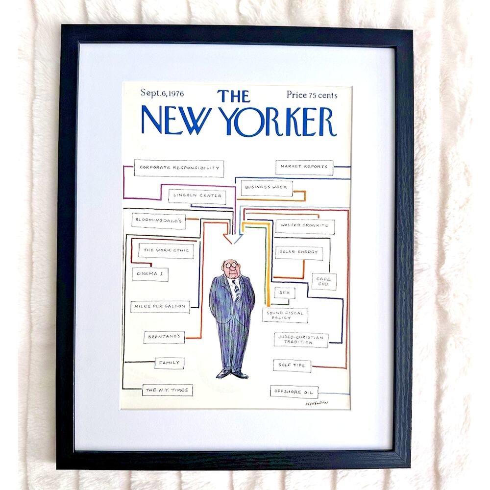 Framed New Yorker Magazine Cover Sept 6 1976 Stephenson Decision Tree